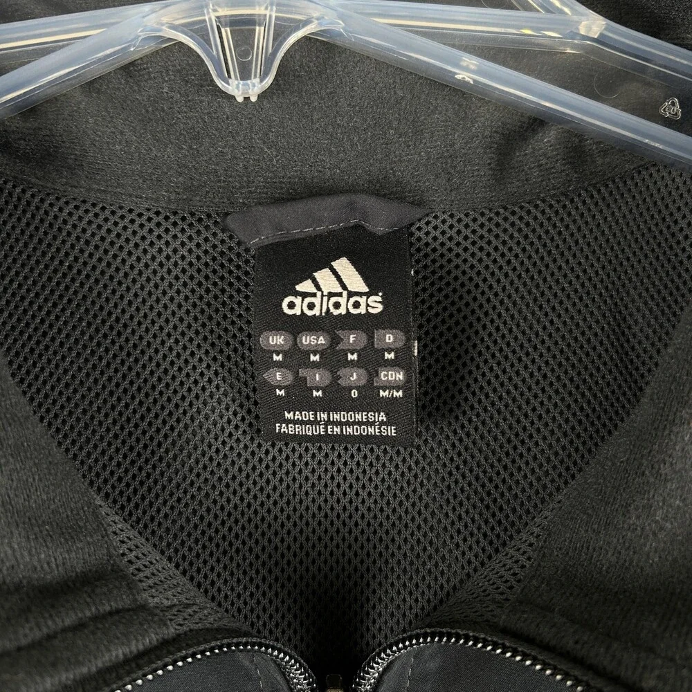 Adidas Jacket Mens Medium 1/4 Zip Windbreaker Pullover 3 Stripes Athletic Y2K